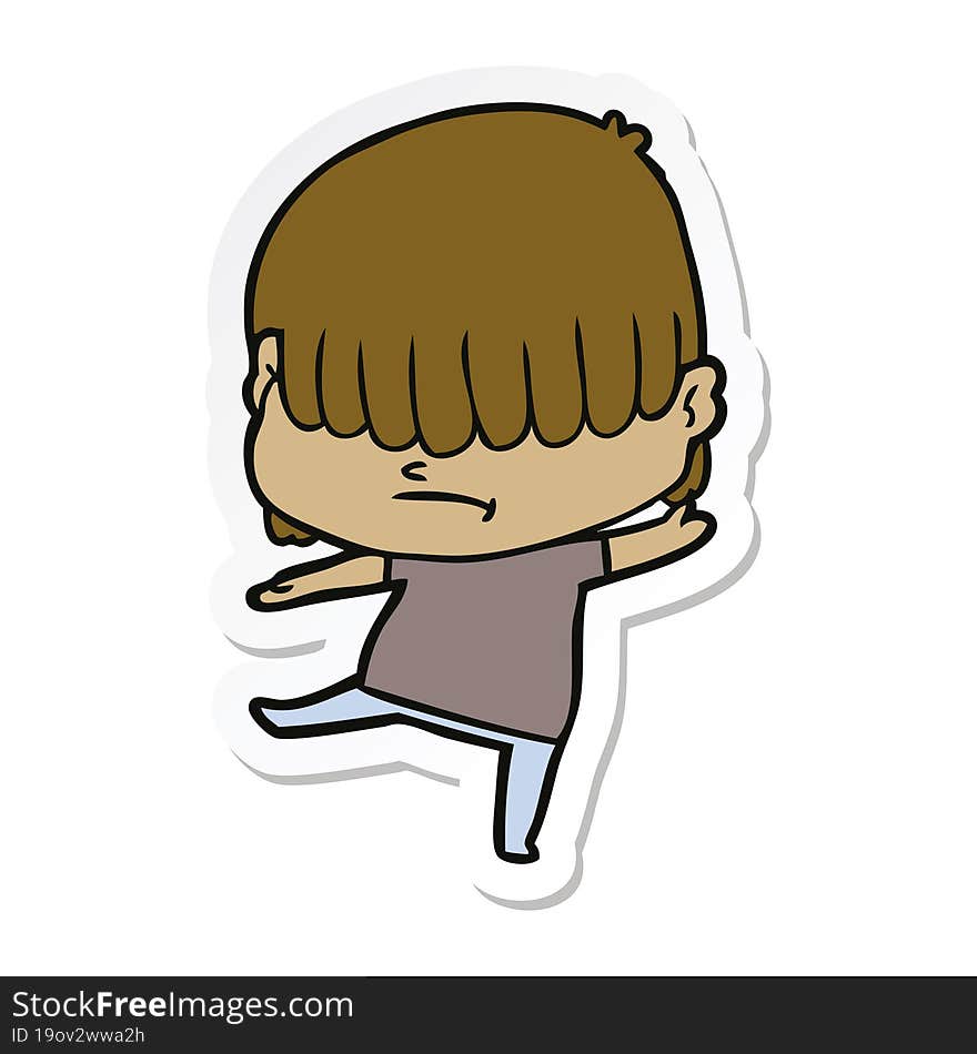 sticker of a cartoon boy with untidy hair