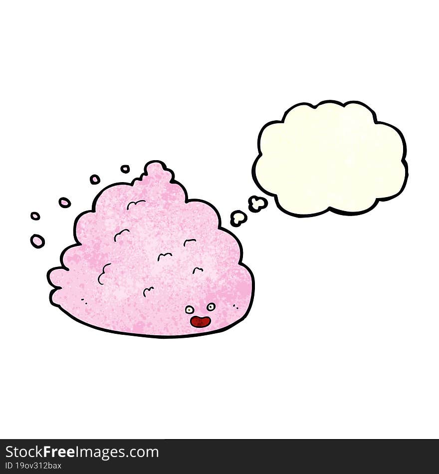 cartoon cloud character with thought bubble