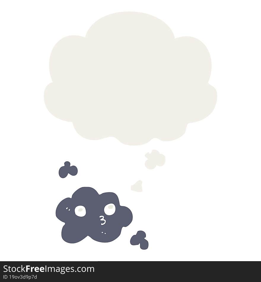 cute cartoon cloud and thought bubble in retro style