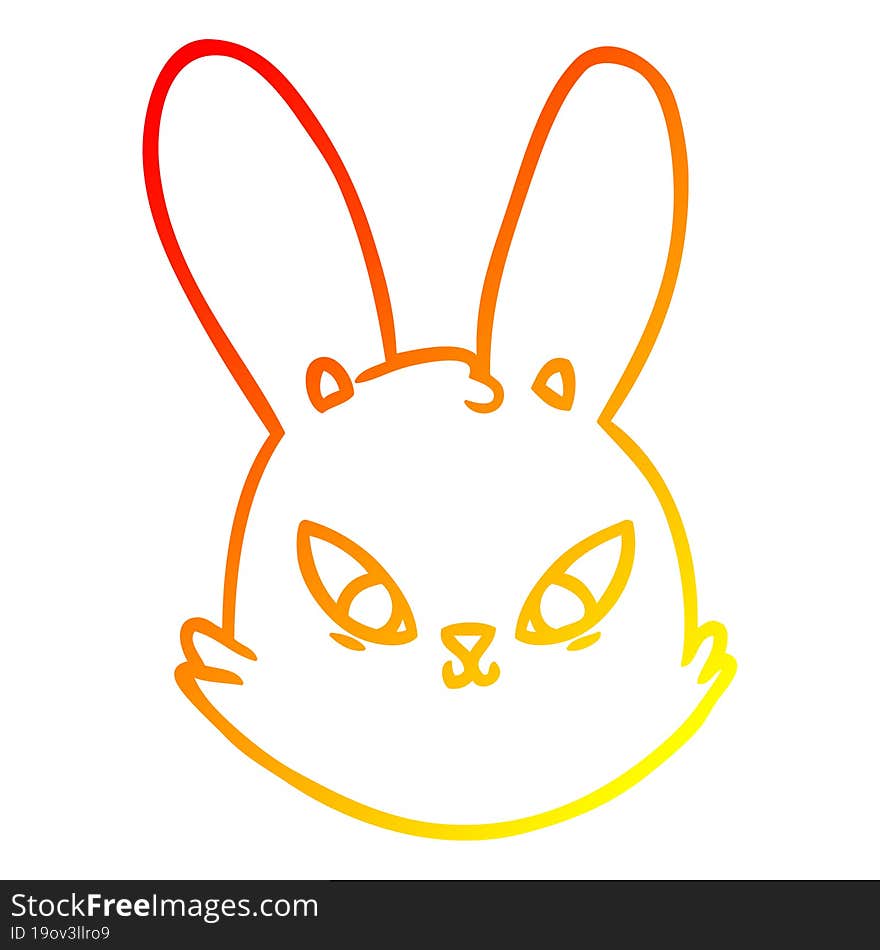 warm gradient line drawing of a cartoon bunny face