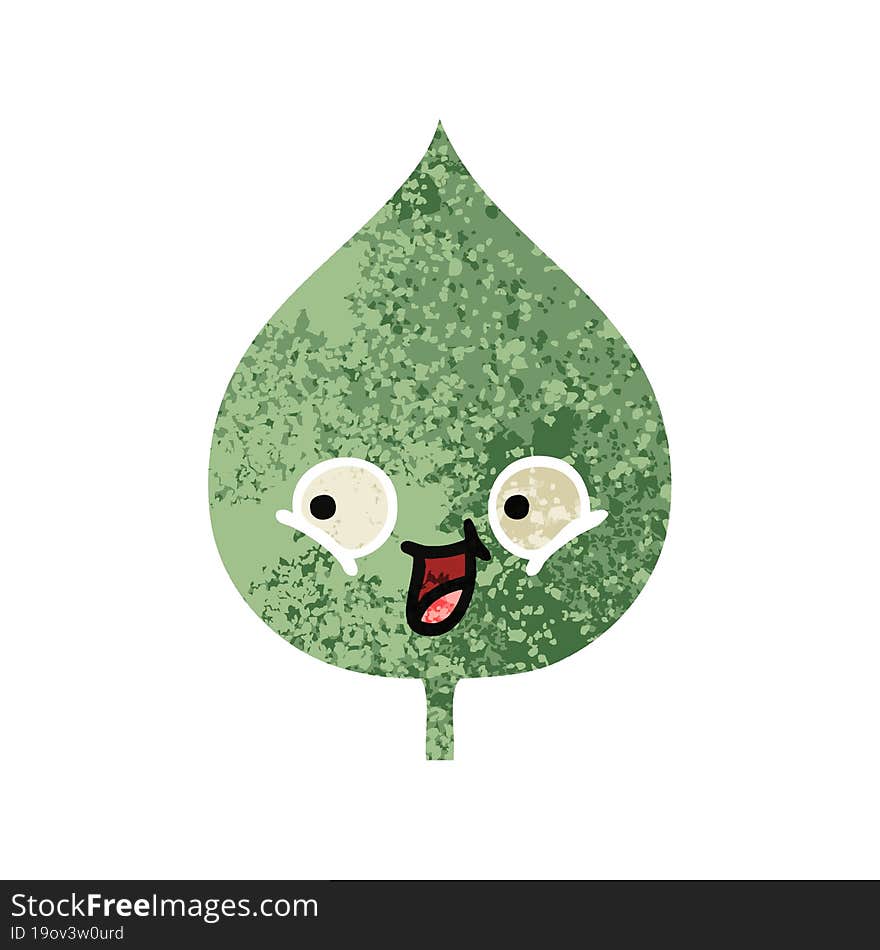 retro illustration style cartoon expressional leaf