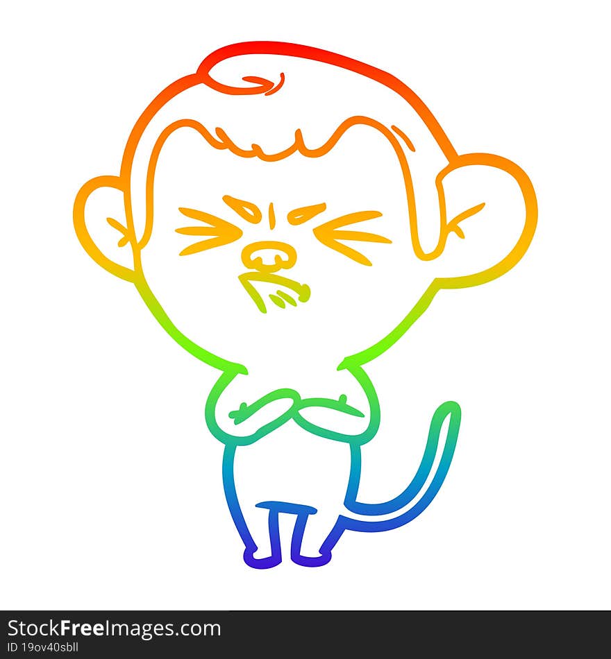 rainbow gradient line drawing cartoon annoyed monkey