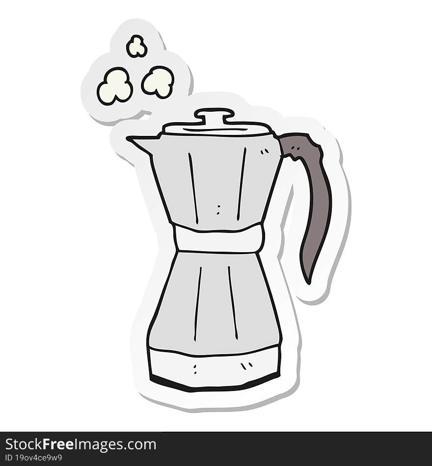 sticker of a cartoon stovetop espresso maker