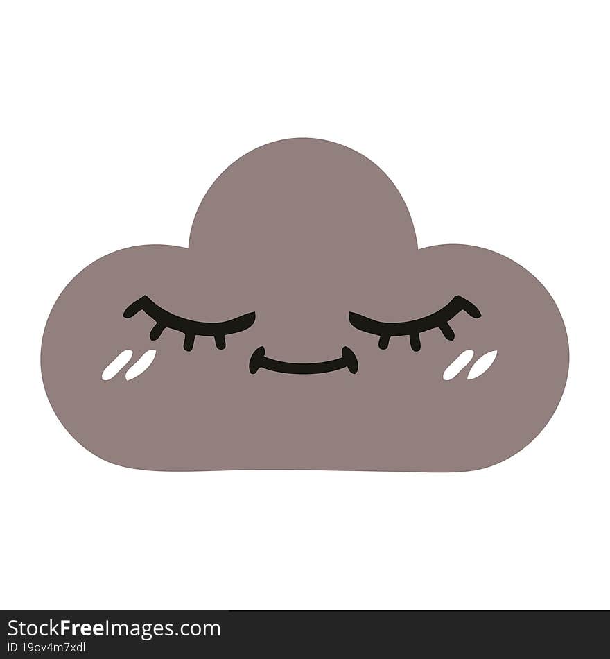 flat color retro cartoon storm cloud