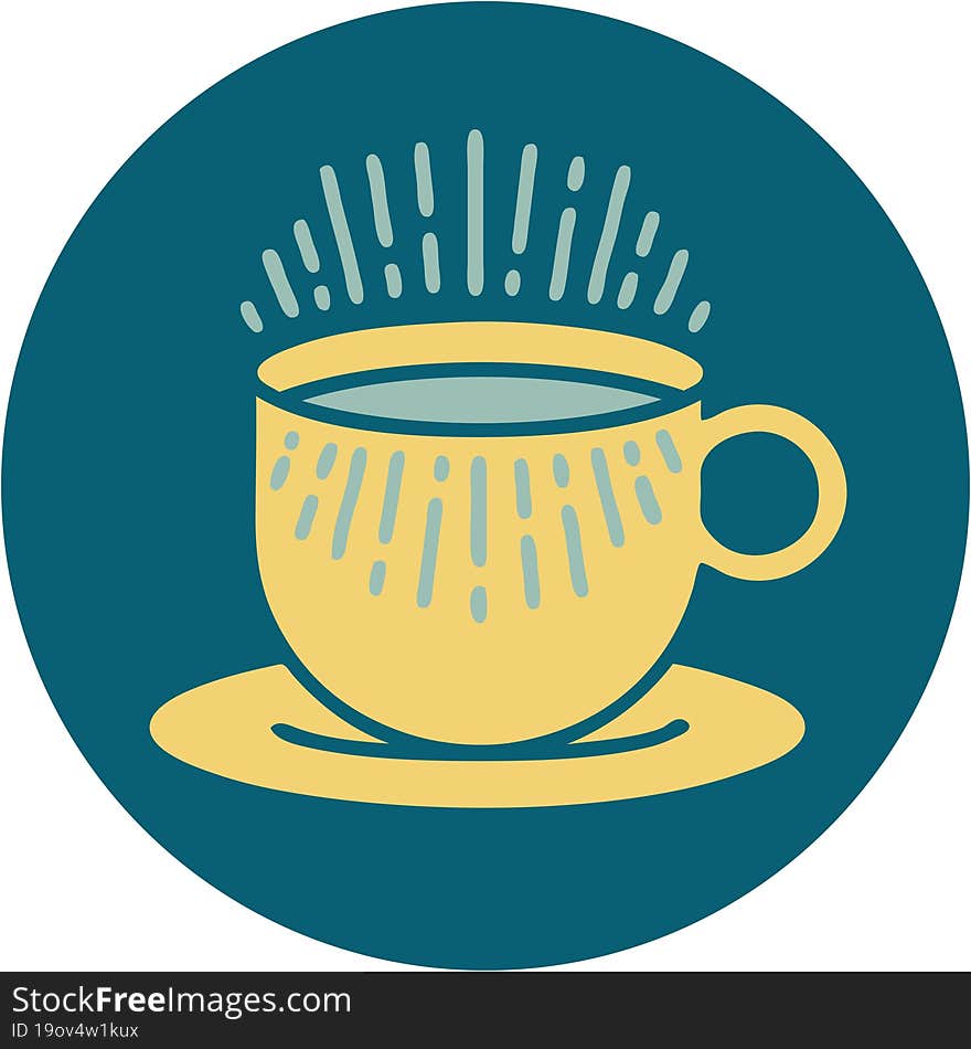 iconic tattoo style image of cup of coffee. iconic tattoo style image of cup of coffee