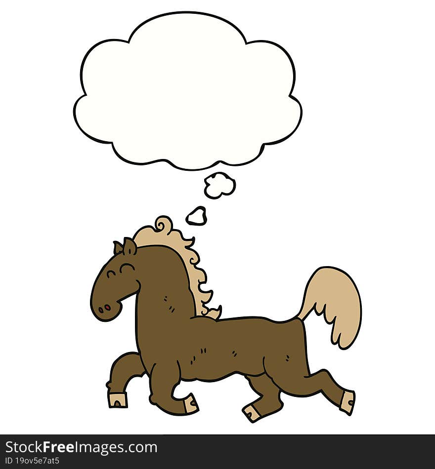 cartoon stallion with thought bubble. cartoon stallion with thought bubble