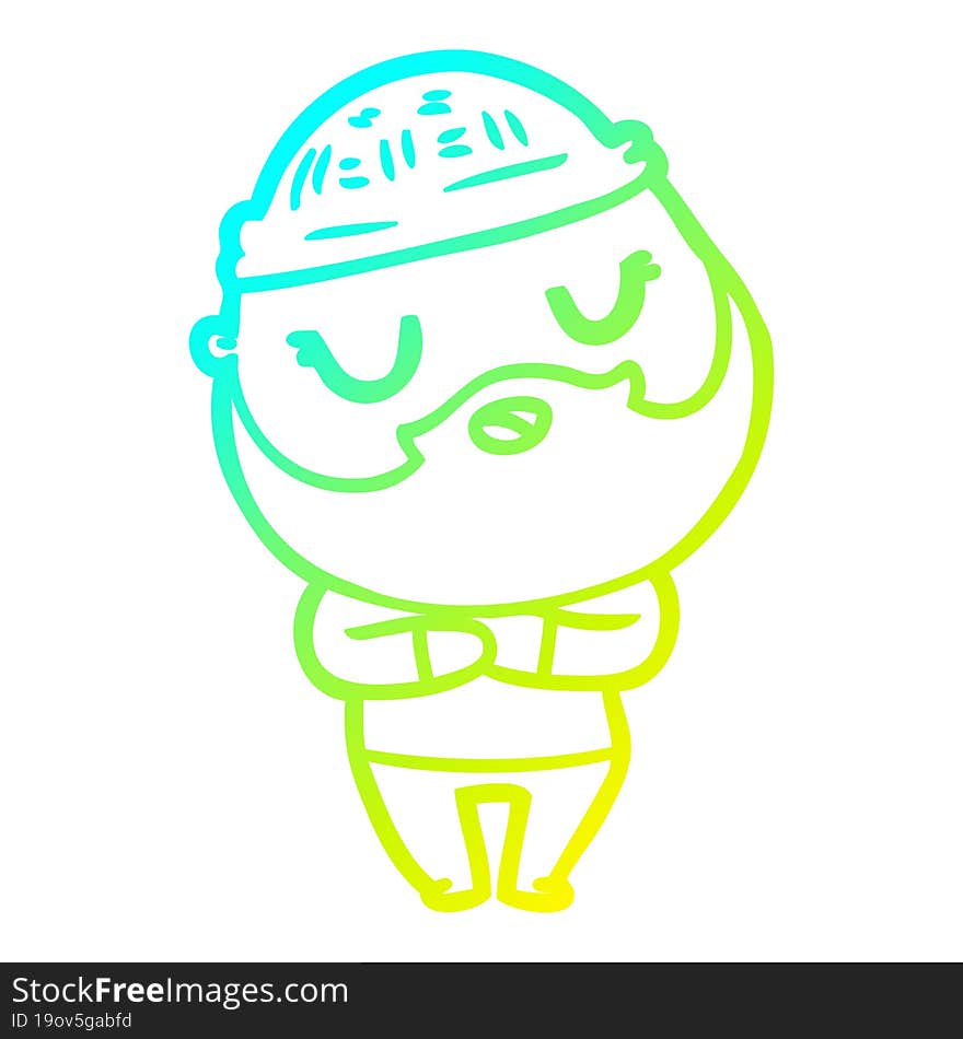 cold gradient line drawing cute cartoon man with beard