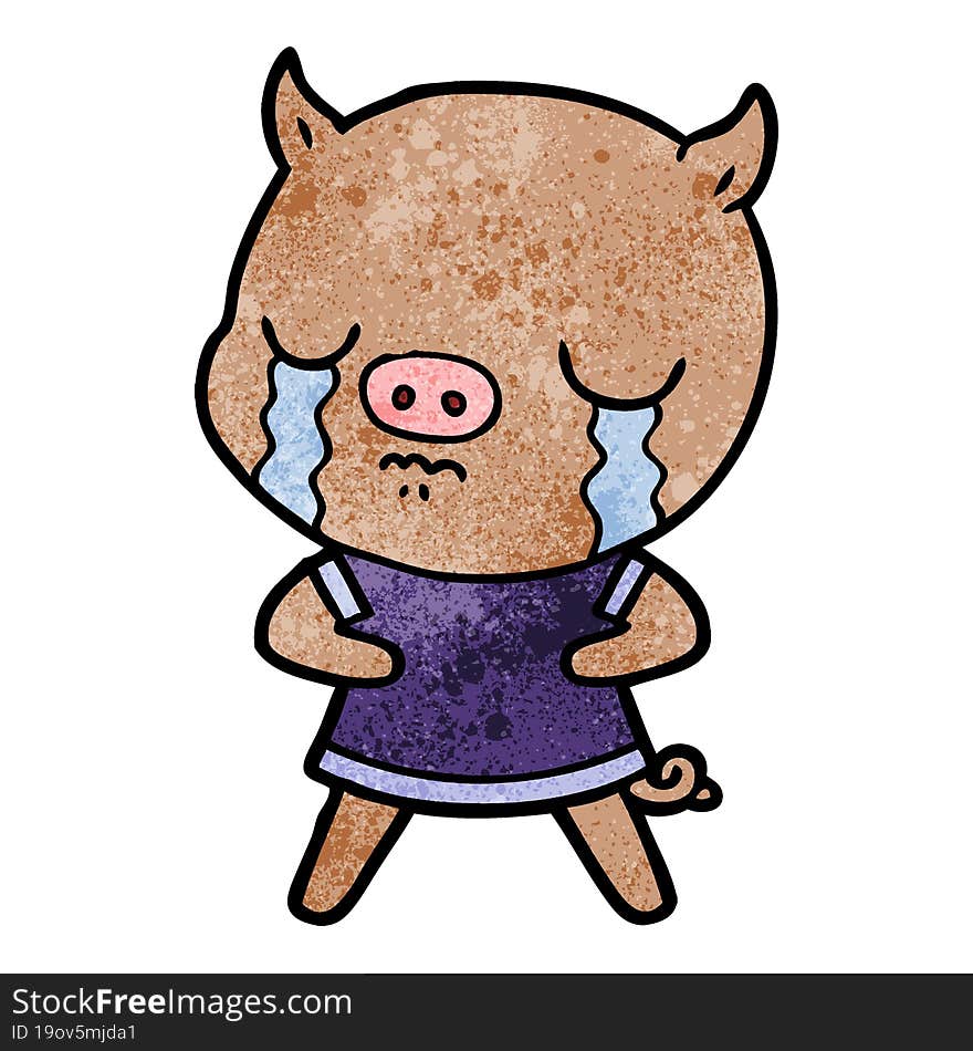 cartoon pig crying. cartoon pig crying