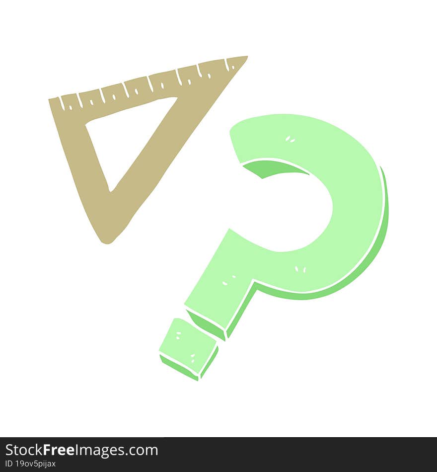 flat color illustration of set square. flat color illustration of set square