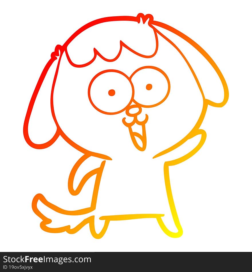 Warm Gradient Line Drawing Cute Cartoon Dog