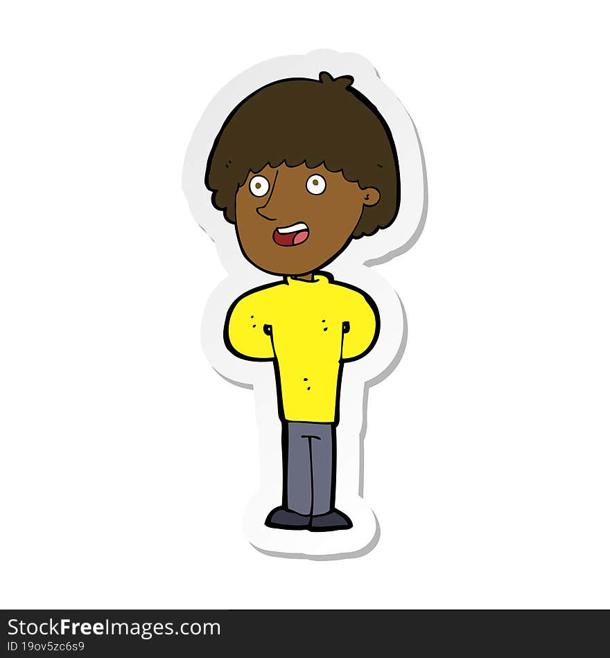 Sticker Of A Cartoon Happy Man