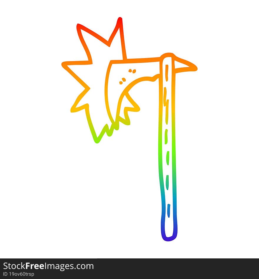 rainbow gradient line drawing cartoon viking axe