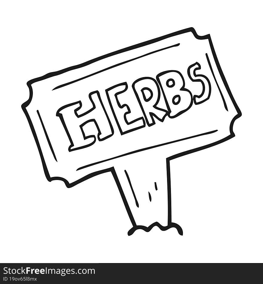 Black And White Cartoon Herbs Sign