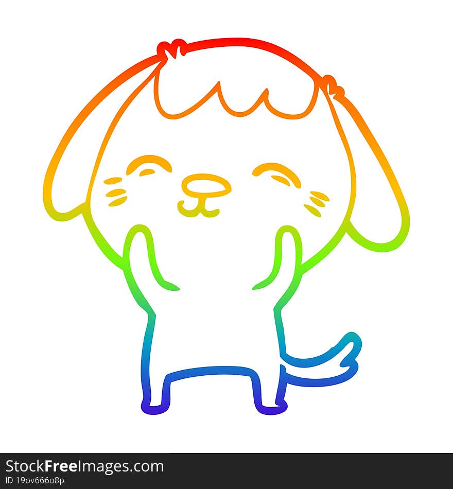 rainbow gradient line drawing of a happy cartoon dog