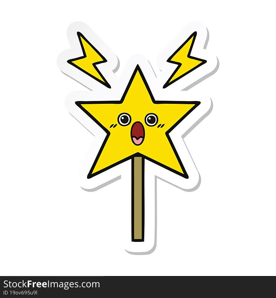 sticker of a cute cartoon magic wand