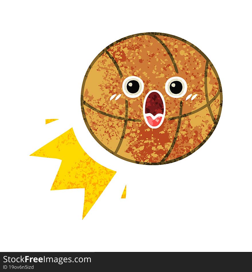 retro illustration style cartoon of a basketball