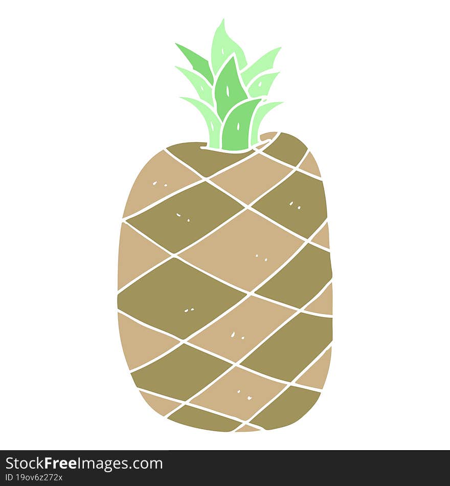 Flat Color Illustration Of A Cartoon Pineapple