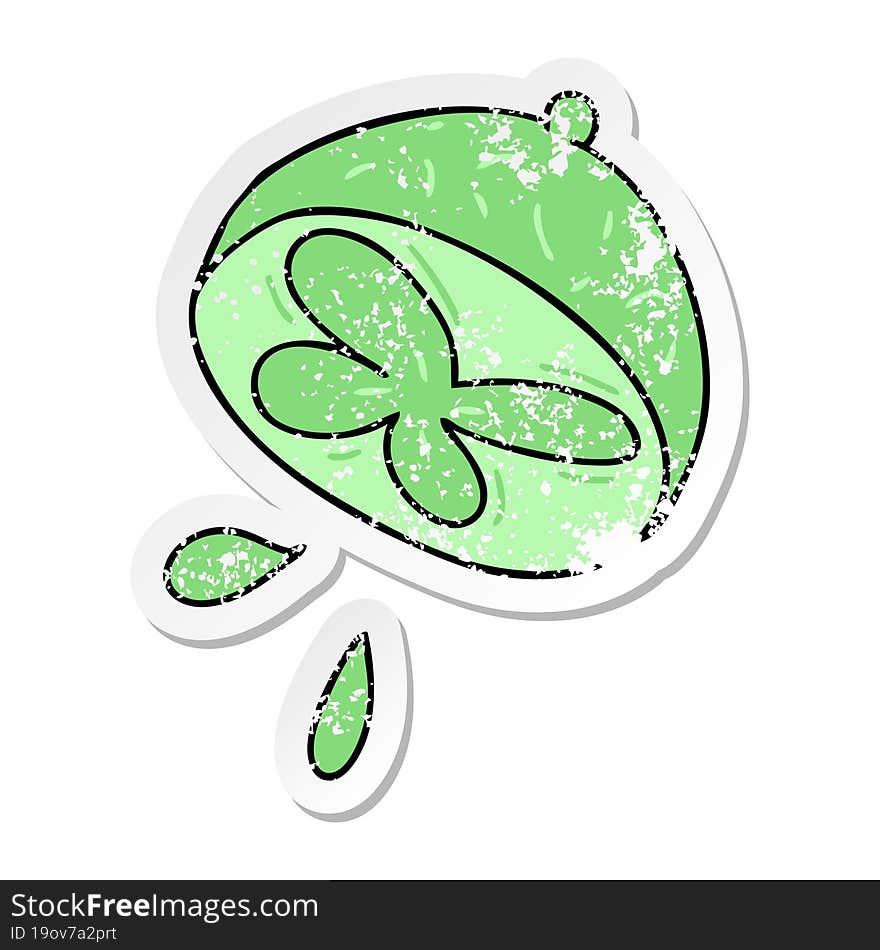 Distressed Sticker Of A Quirky Hand Drawn Cartoon Lime