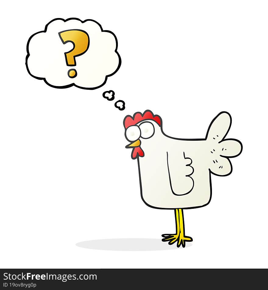 freehand drawn thought bubble cartoon confused chicken