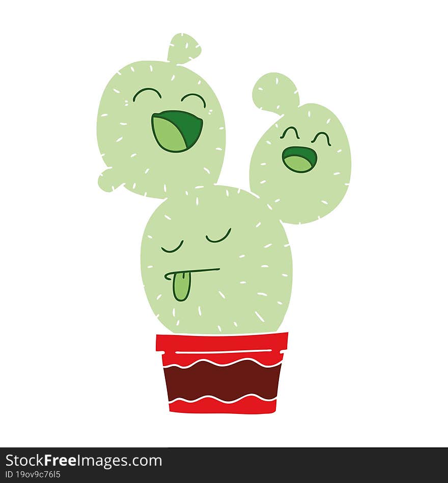 quirky hand drawn cartoon cactus