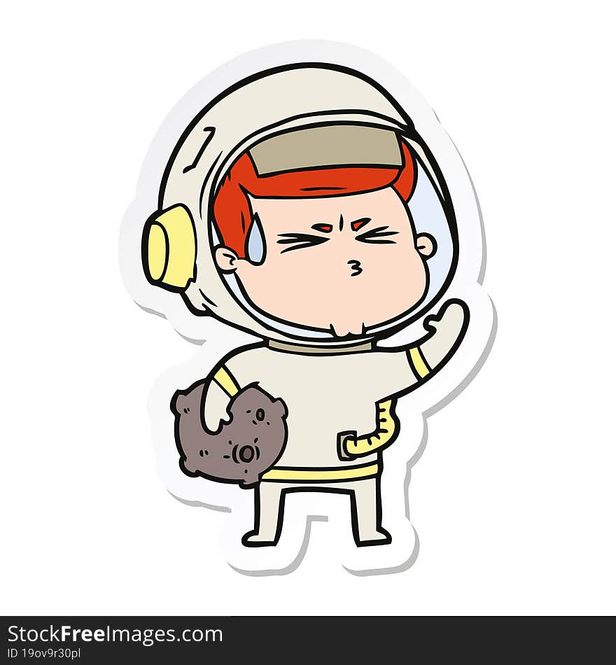 Sticker Of A Cartoon Stressed Astronaut