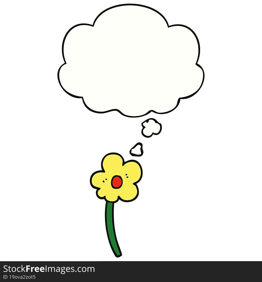 cartoon flower and thought bubble