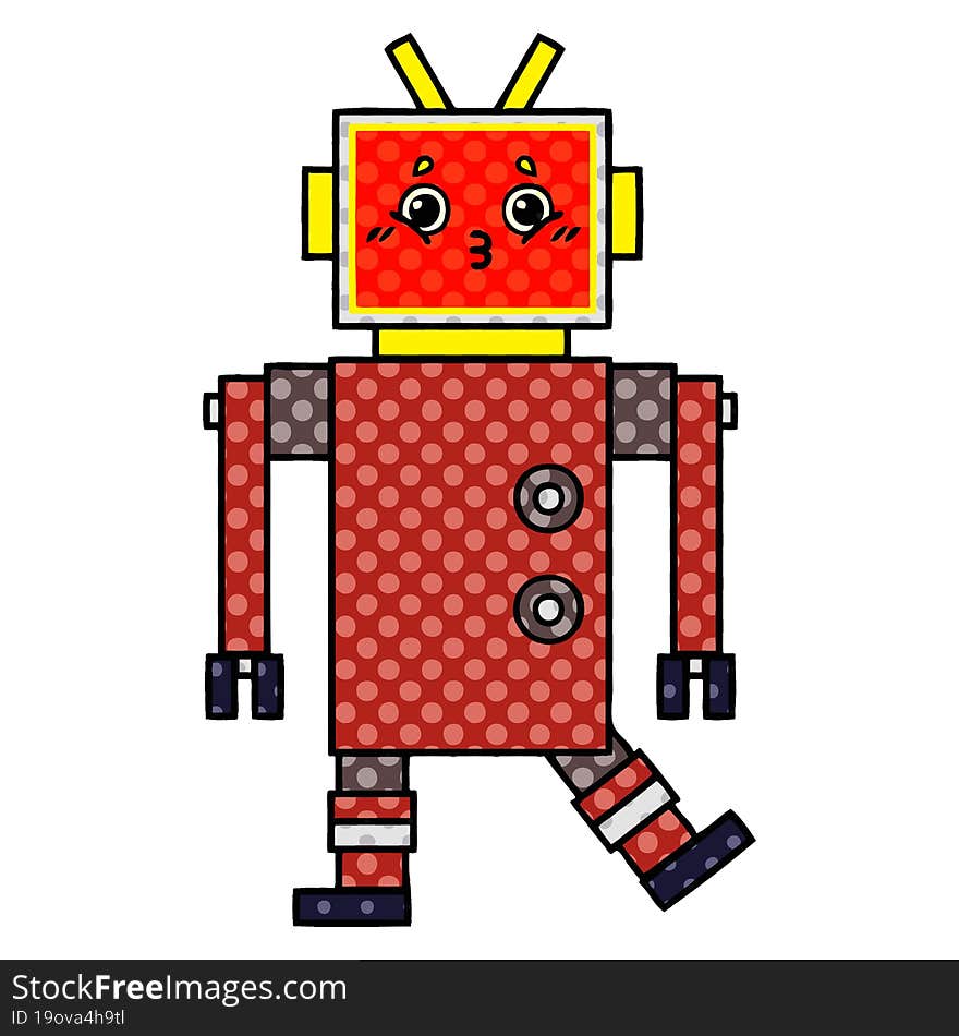 comic book style cartoon of a robot