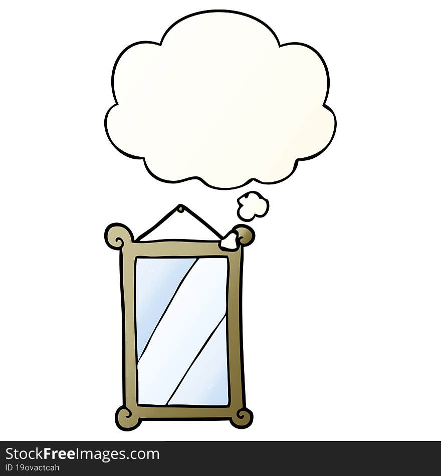 cartoon mirror with thought bubble in smooth gradient style