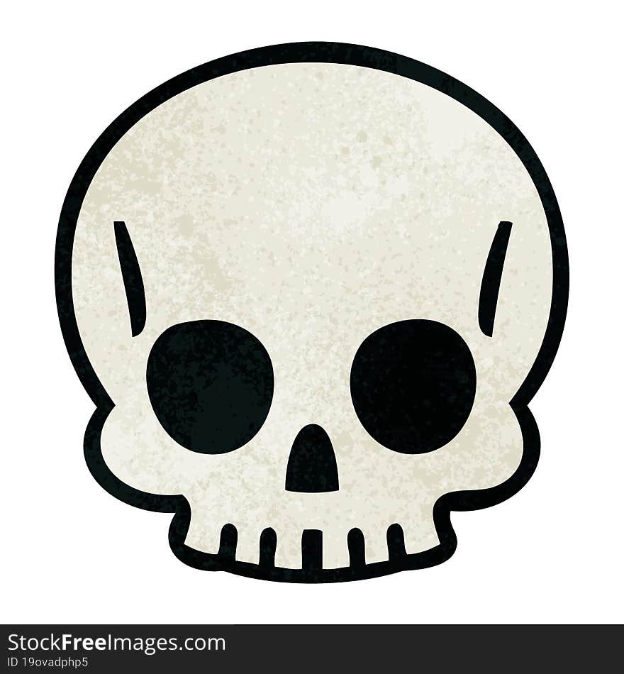 quirky hand drawn cartoon skull