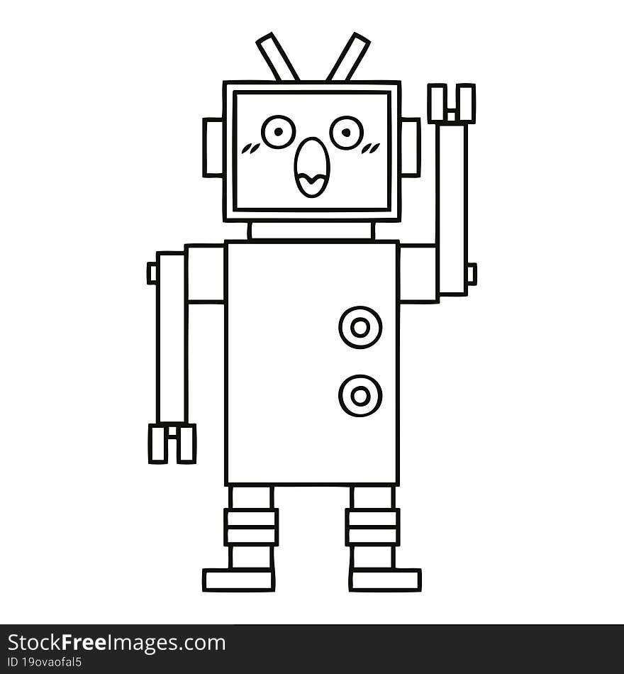 line drawing cartoon of a robot. line drawing cartoon of a robot