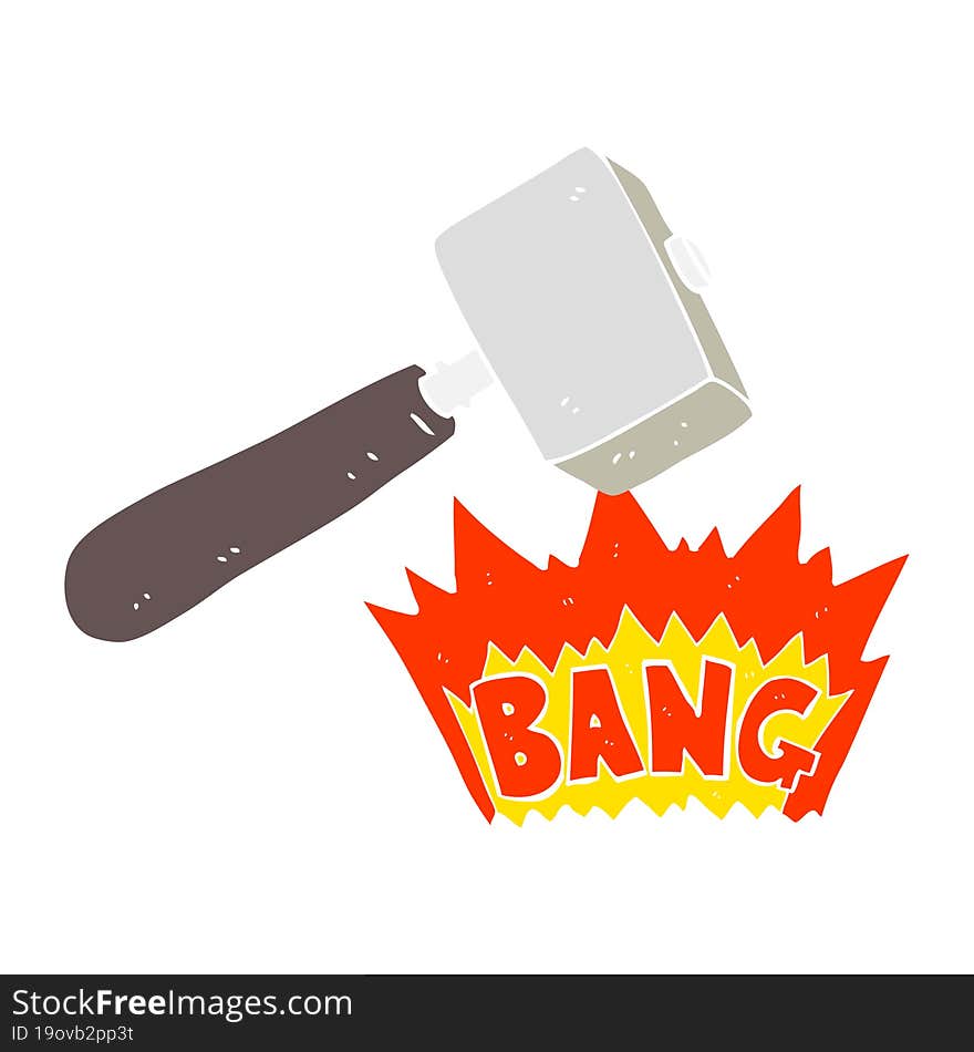 flat color illustration of a cartoon mallet banging