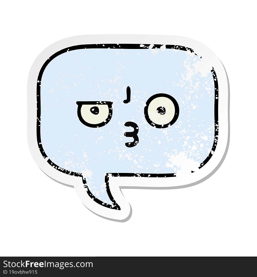 distressed sticker of a cute cartoon speech bubble