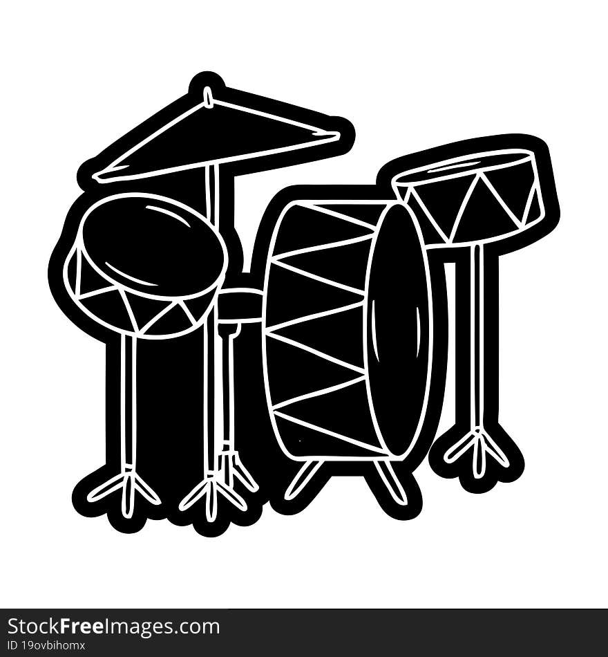 cartoon icon drawing of a drum kit