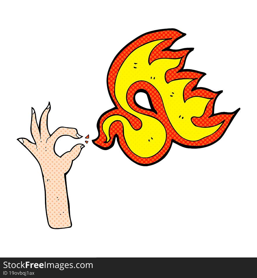 Cartoon Hand And Fire Symbol