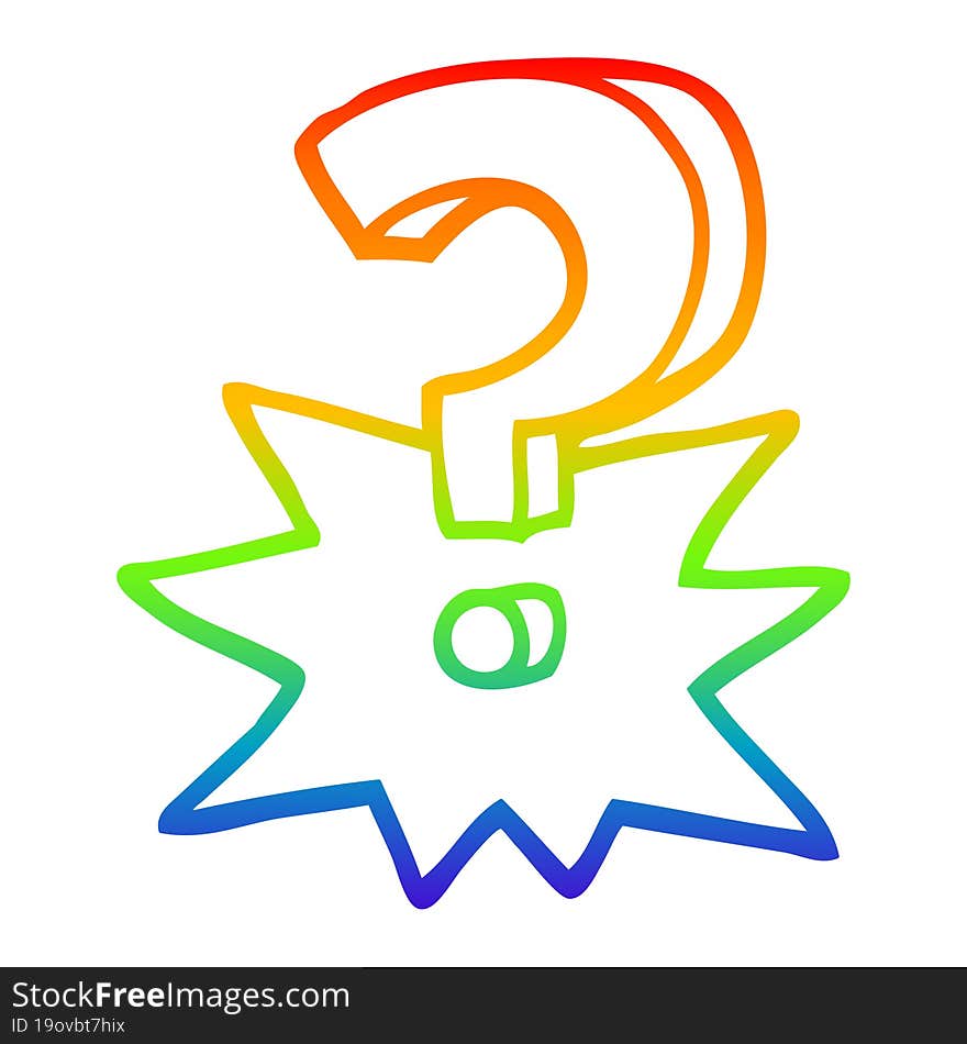 rainbow gradient line drawing cartoon question mark