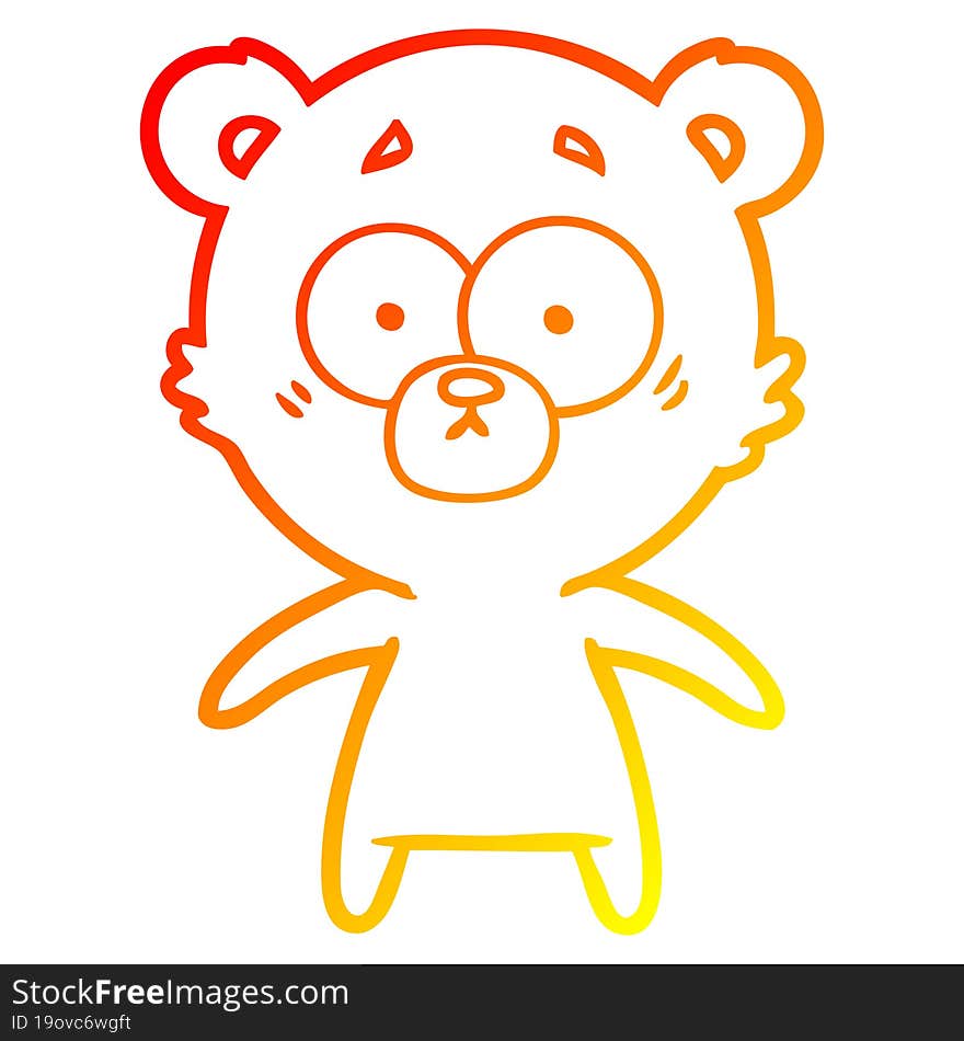 warm gradient line drawing worried bear cartoon