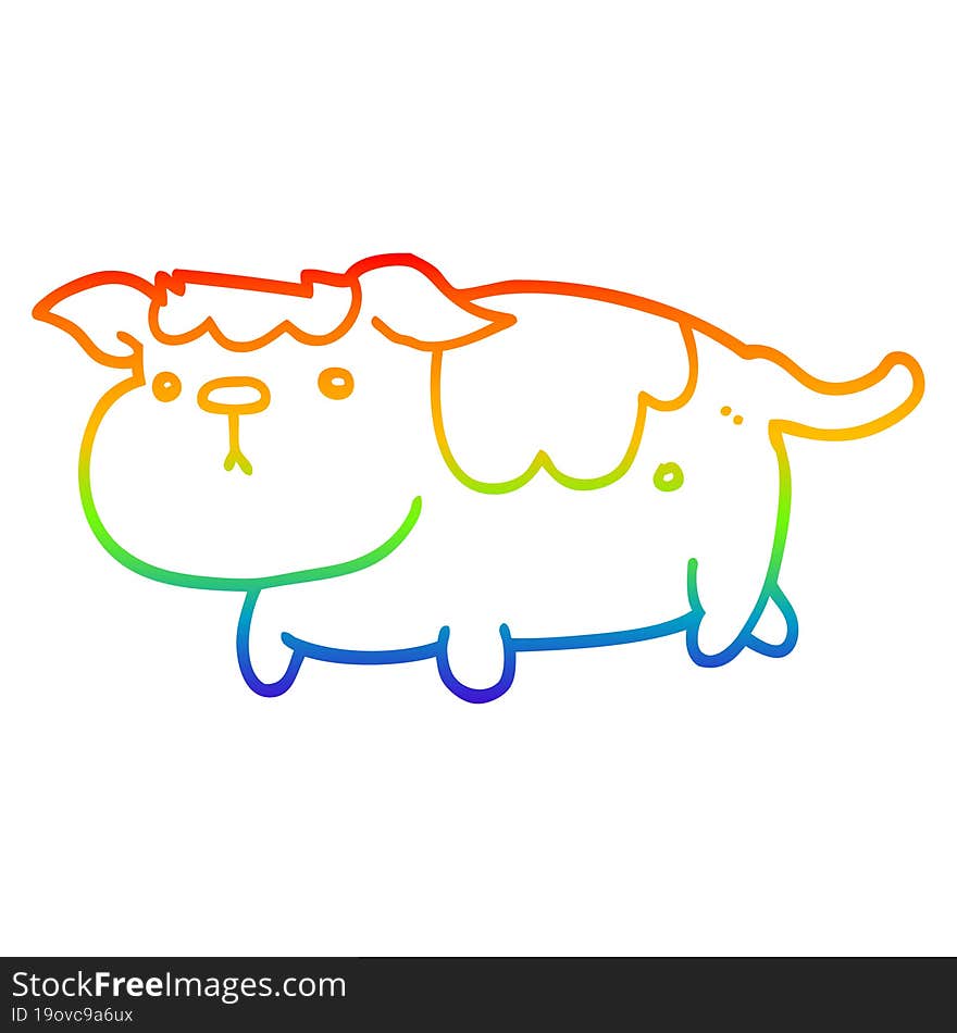 rainbow gradient line drawing of a cartoon dog