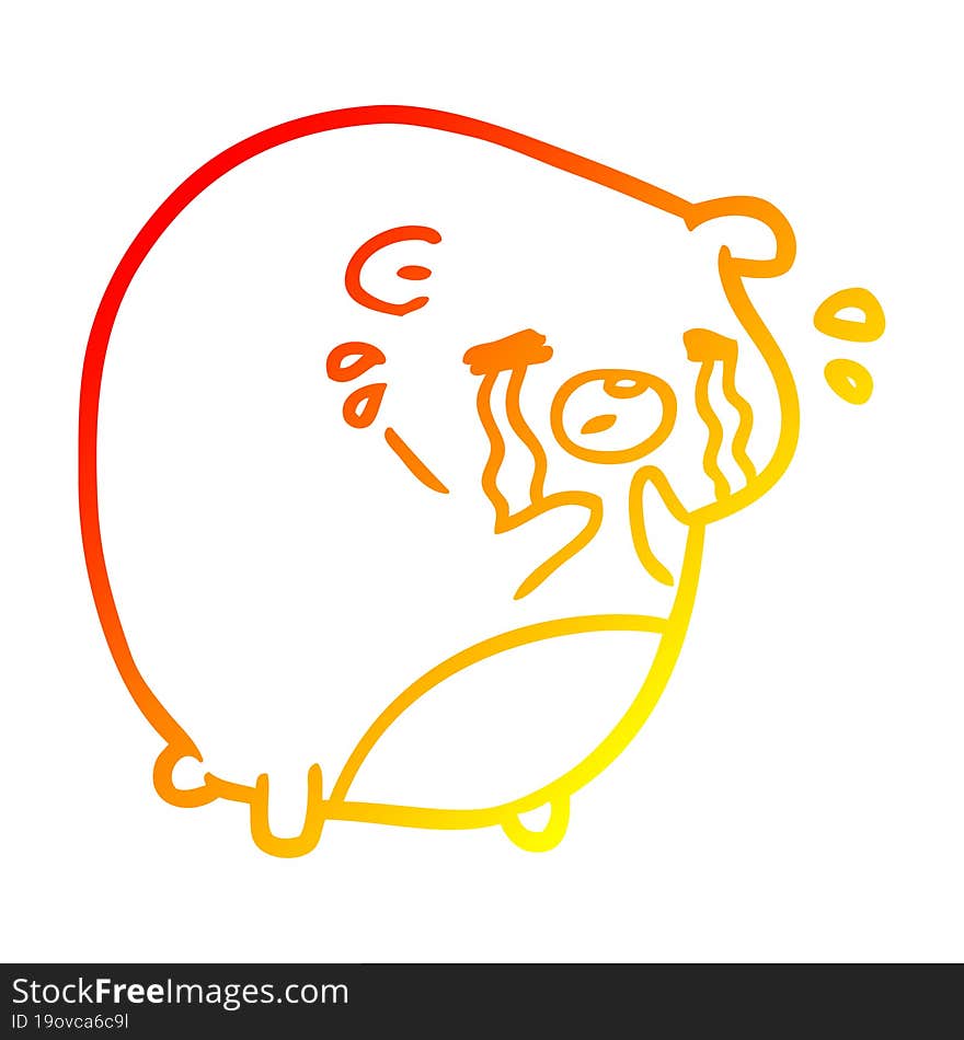 Warm Gradient Line Drawing Crying Bear