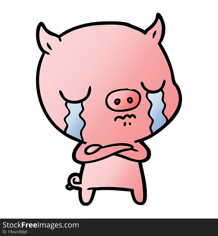 cartoon pig crying. cartoon pig crying