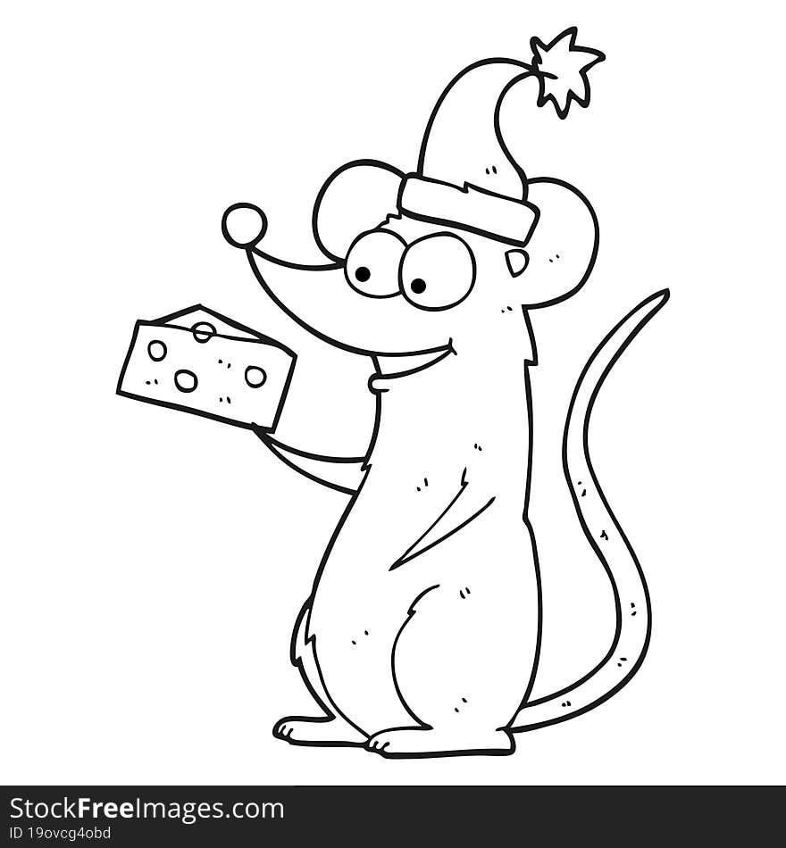 black and white cartoon christmas mouse