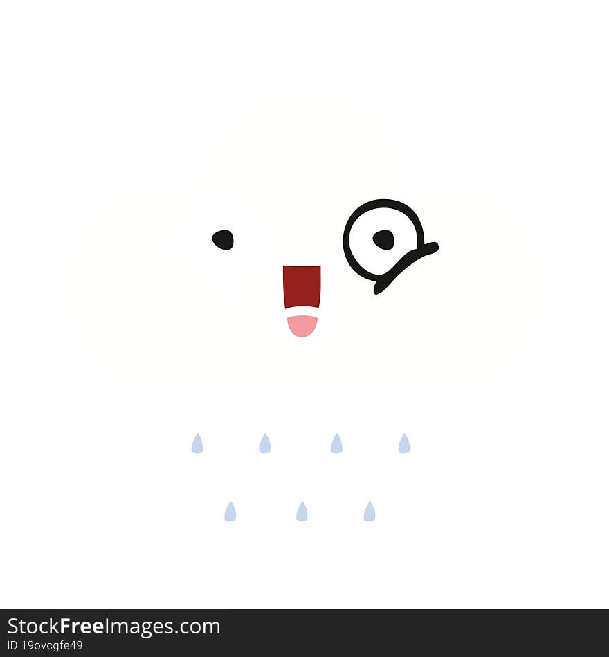 Flat Color Retro Cartoon Rain Cloud