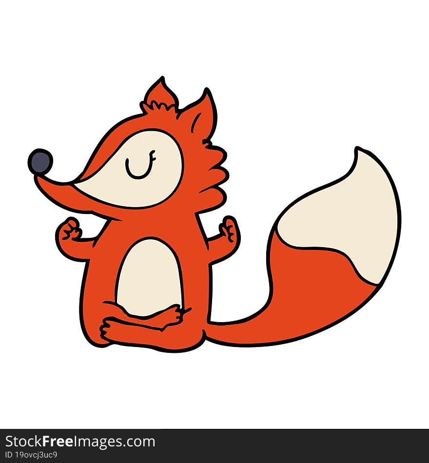 cartoon fox meditating. cartoon fox meditating