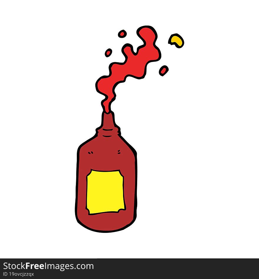 Cartoon Squirting Ketchup Bottle