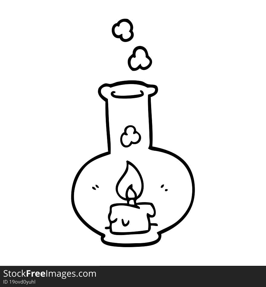 line drawing cartoon old glass storm lamp