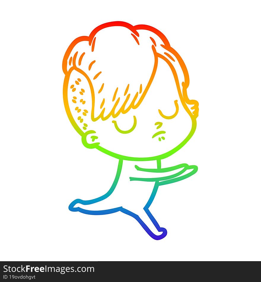 rainbow gradient line drawing of a cartoon woman