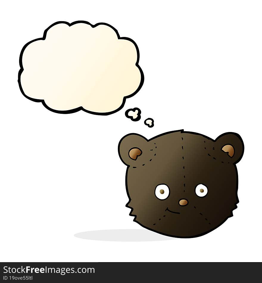 Cartoon Black Bear Head With Thought Bubble