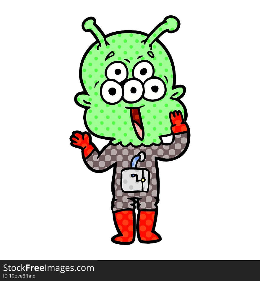 happy cartoon alien. happy cartoon alien