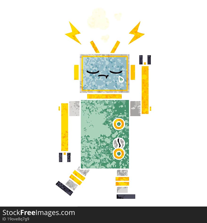 Retro Illustration Style Cartoon Robot