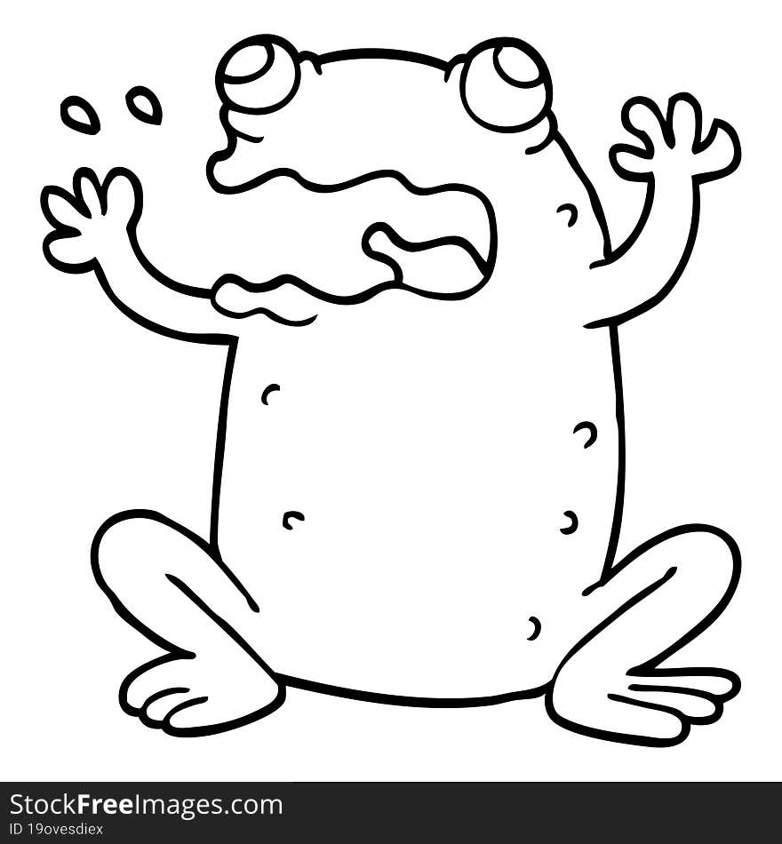 Line Drawing Cartoon Burping Toad