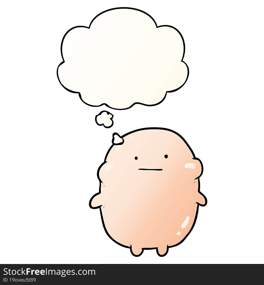 cartoon human with thought bubble in smooth gradient style